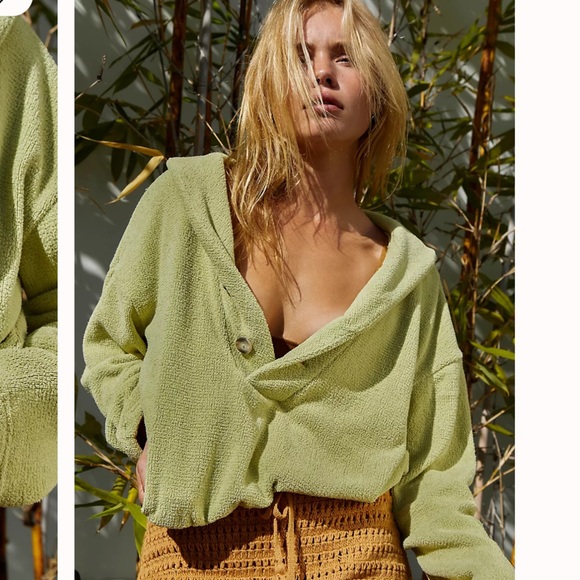 Free People Tops - Free People Beach Bino Pullover Large Green Pistachio Sweater Sweatshirt Coverup